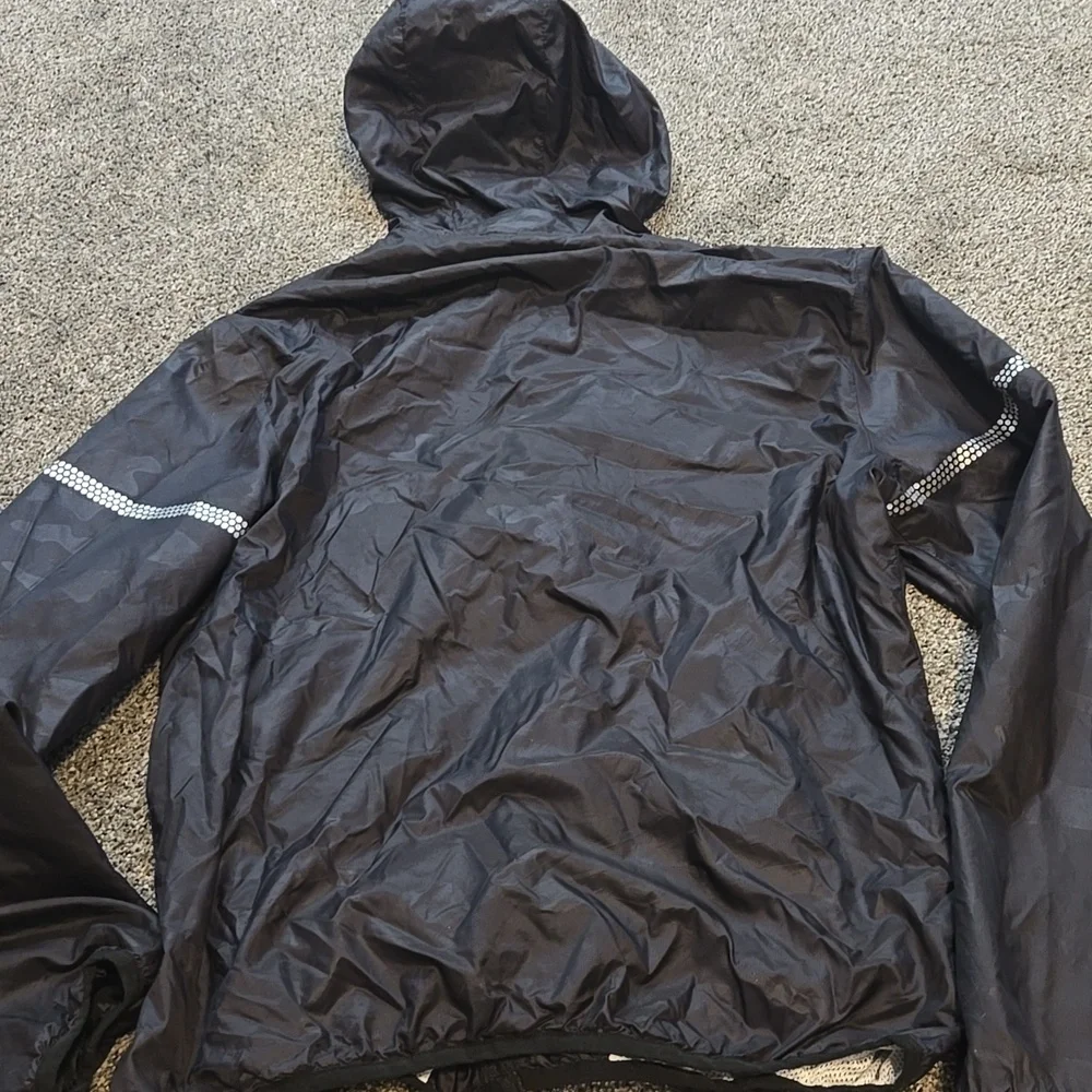 Zyia Activ Women Black Hooded Jacket Sporty Athletic Sz L Full Zip
